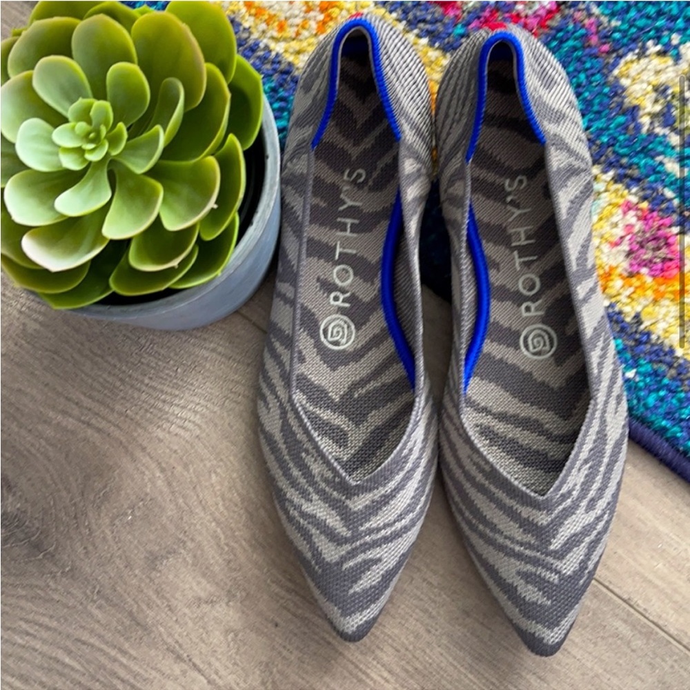 Rothys Zebra Gray Size 9.5 Flat Pointed Woman’s S… - image 4